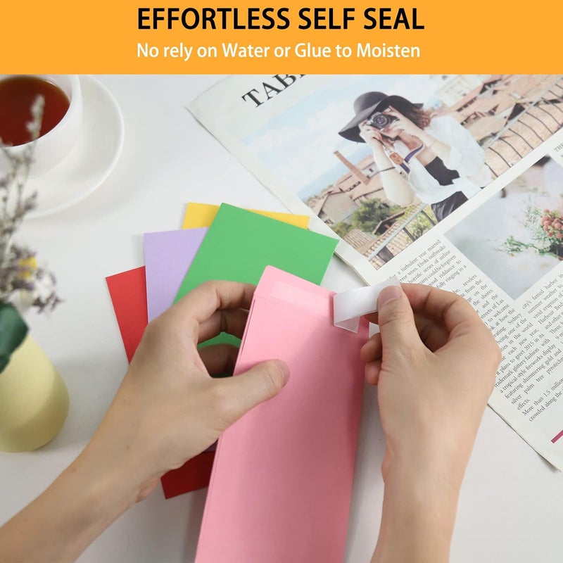 Keketer 100 Pack Cash Envelopes Self adhesive 6.7x3.5 Inch, Fit for Envelope Money Saving Challenge, 10 Colors 120 GSM Thick Money Envelopes for Cash, Budgeting, Tips, Check, Coin & Tickets - Image 5